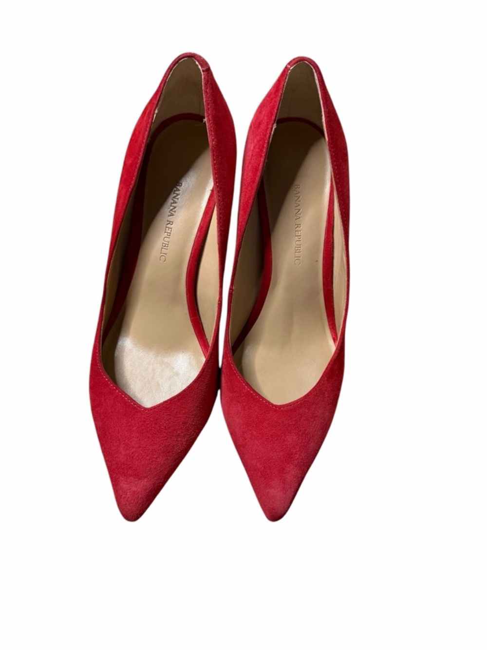 Banana Republic Red Suede Pointed Toe Heels Sz 6 **see pic for damage